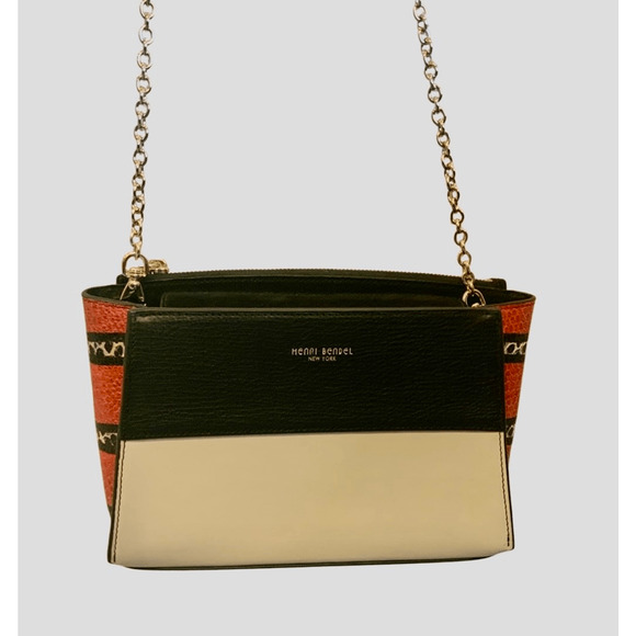 Henri Bendel Tilda Red Snakeskin Leather Color Blocked Crossbody Clutch New - Picture 6 of 8